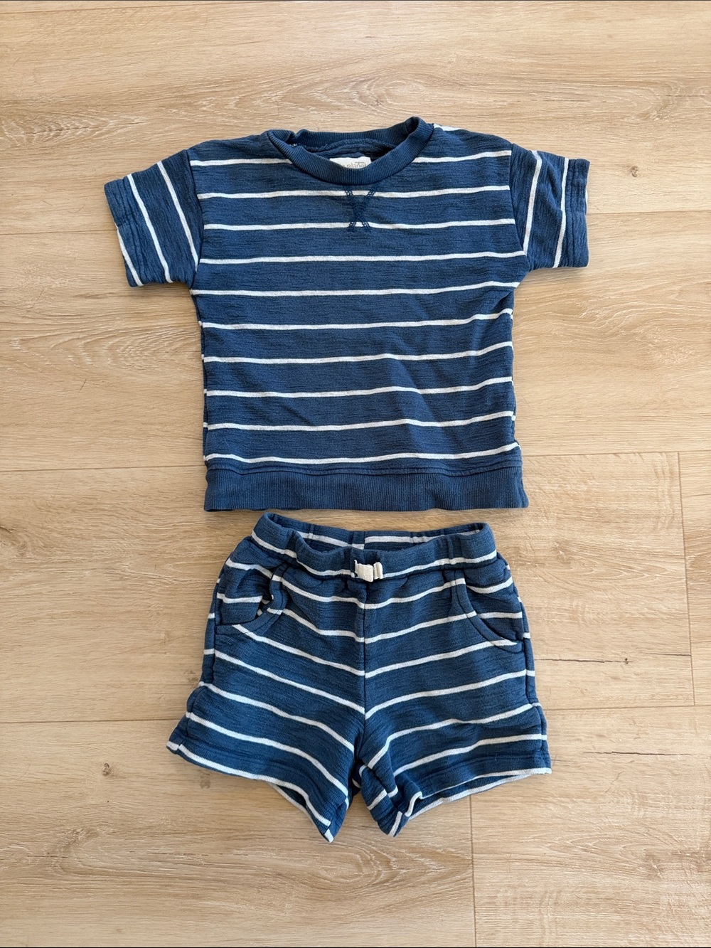 Striped Navy & White Kids Pajama Set - Short Sleeve Top and Shorts